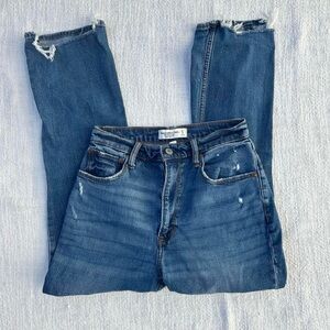 abercrombie & fitch | size 27 curvy | distressed high rise straight leg jeans